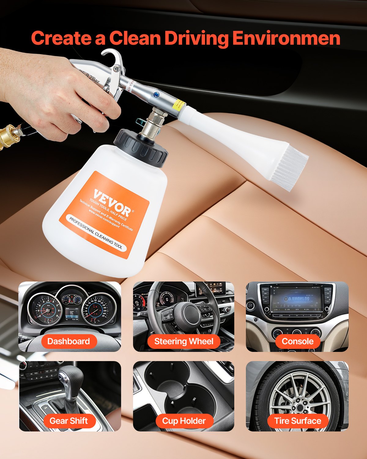 Pneumatinis automobilių valymo pistoletas VEVOR HCL-02, 6–9,2 bar