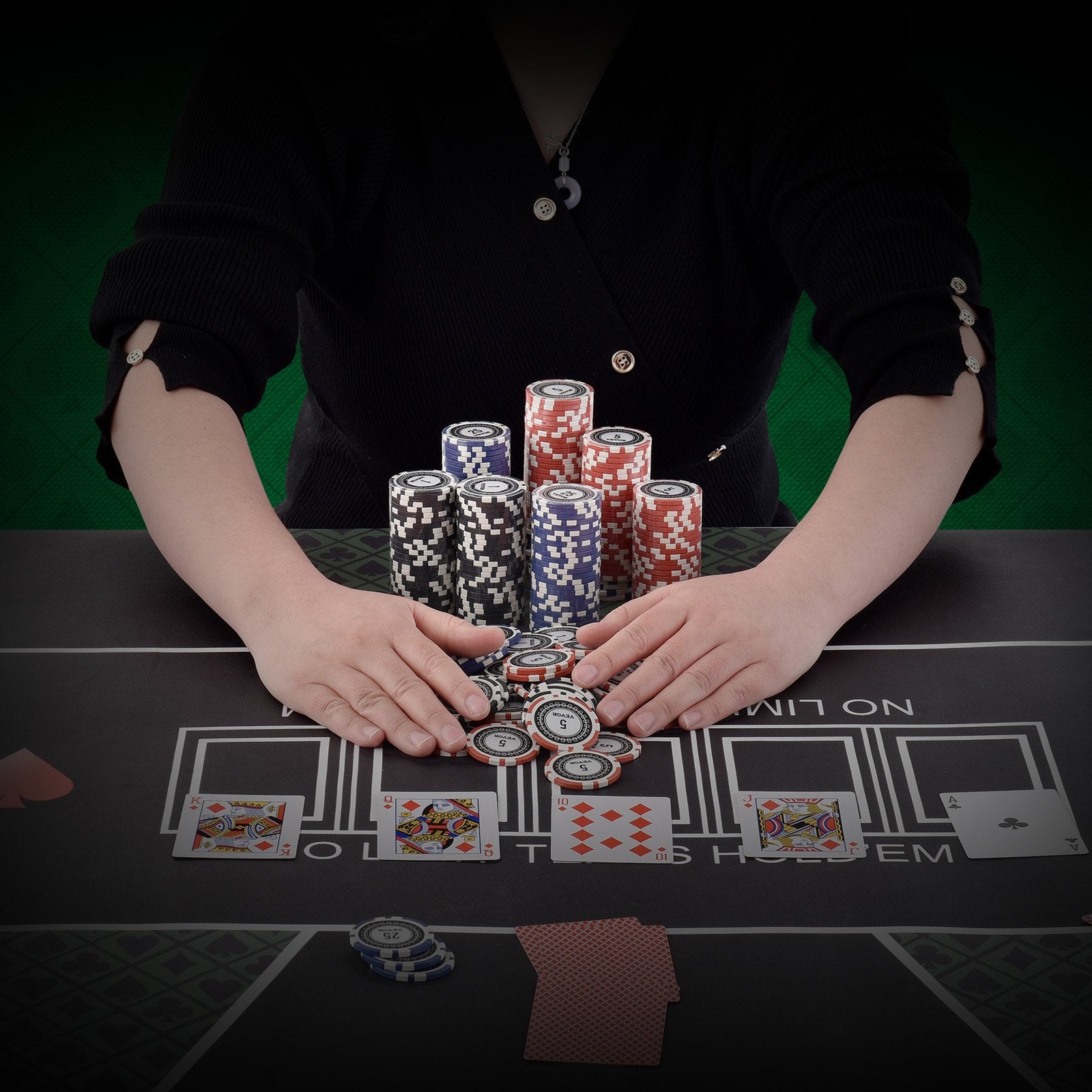 Pokerio rinkinys VEVOR YC-300-2, 300 žetonų