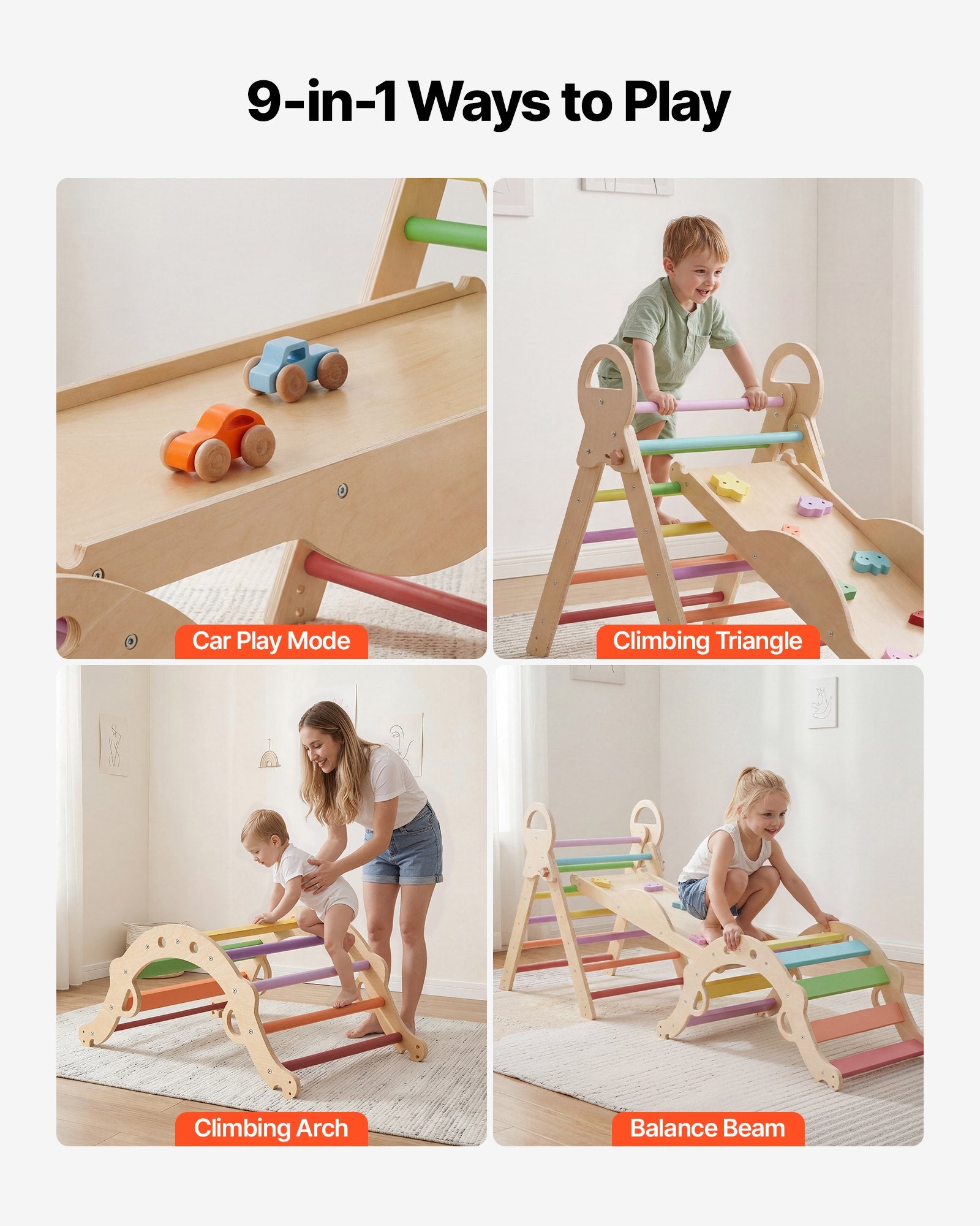 Montessori laipiojimo rinkinys VEVOR ZYS001, 9-in-1, 68 kg apkrova