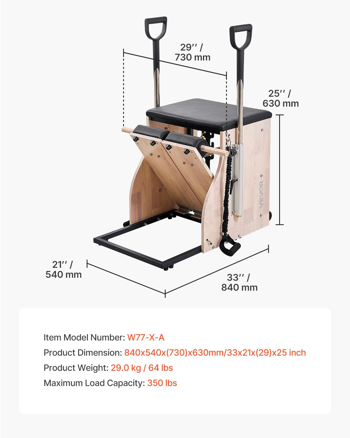 Pilateso kėdė VEVOR W77-X-A, 158 kg keliamoji galia