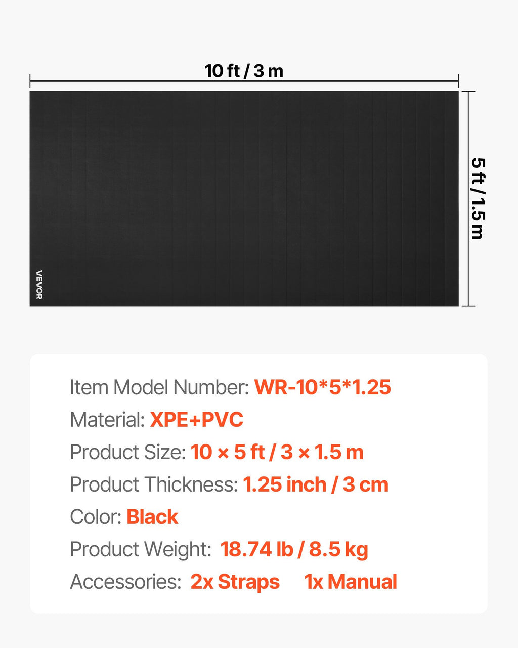 Imtynių kilimėlis VEVOR WR-10*5*1.25, 3x1,5 m