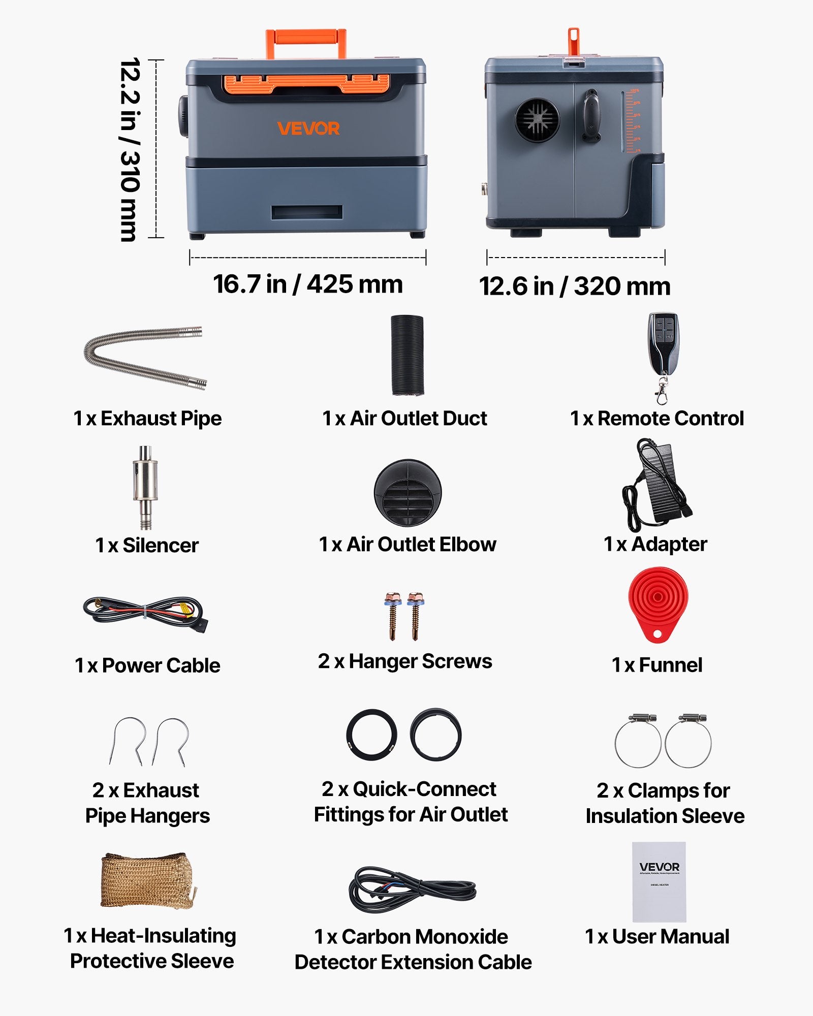Dyzelinis šildytuvas VEVOR XMZ-TB20 Pro, 5-8 kW