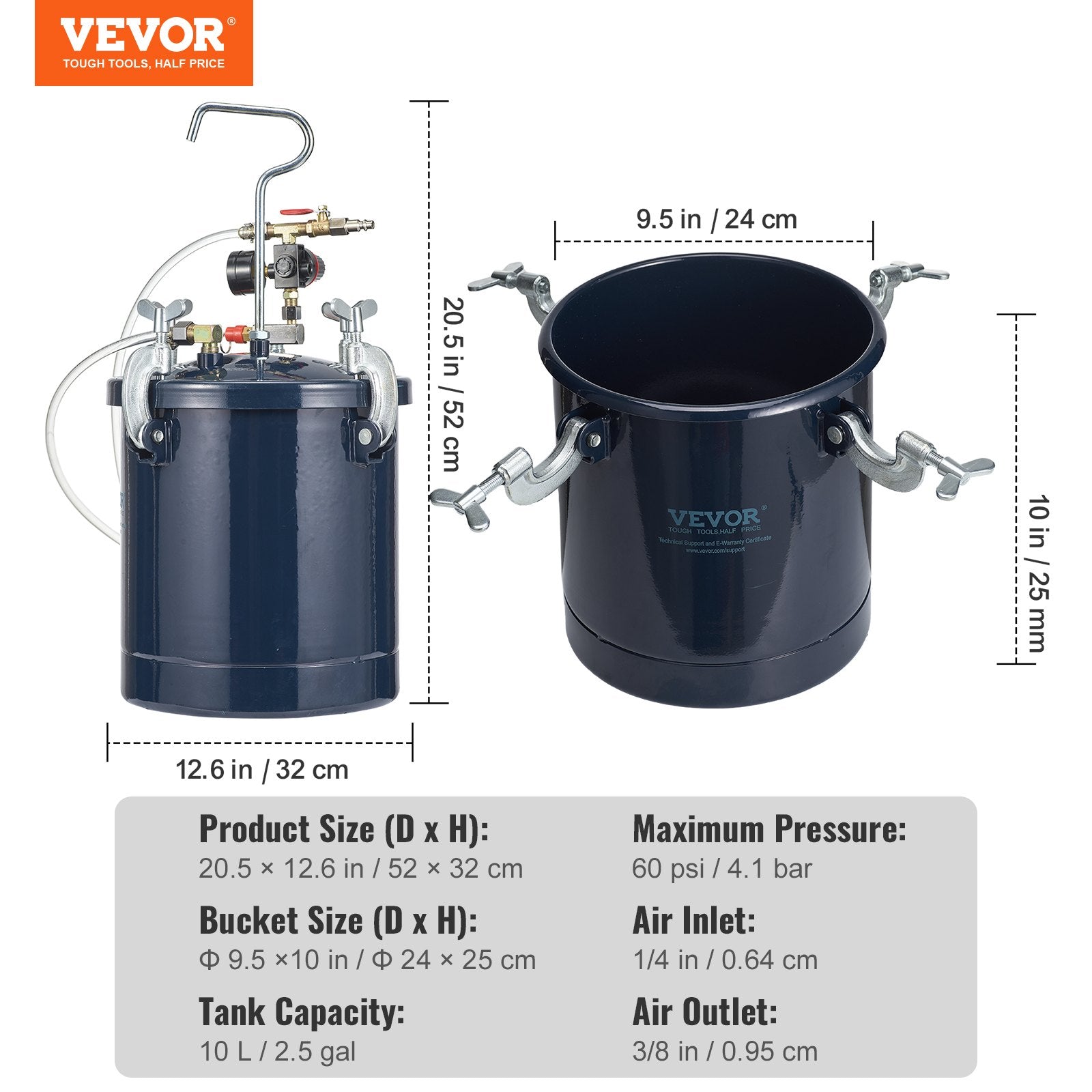 Dažų purškimo bakas VEVOR JY-SS10L, 10 l