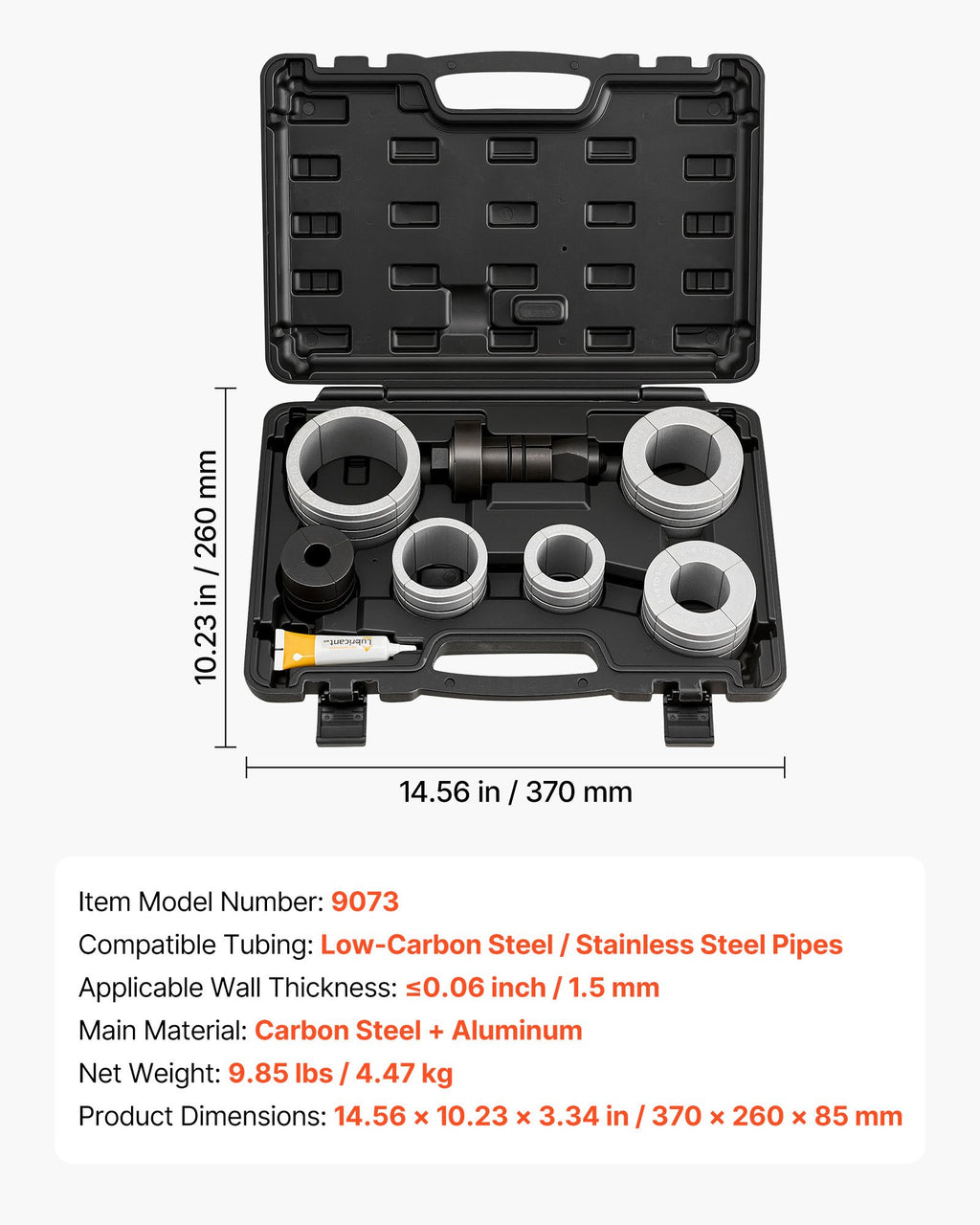 Išmetimo vamzdžių plėtiklių rinkinys VEVOR 9073, 41,27–107,95 mm