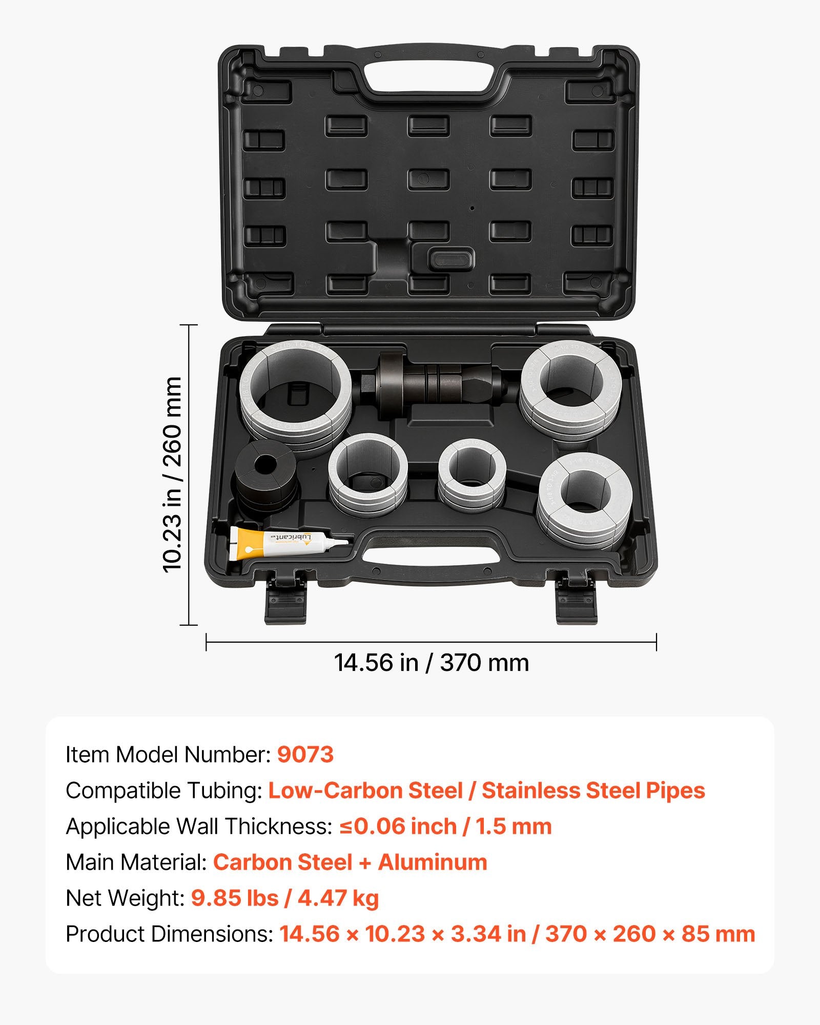 Išmetimo vamzdžių plėtiklių rinkinys VEVOR 9073, 41,27–107,95 mm
