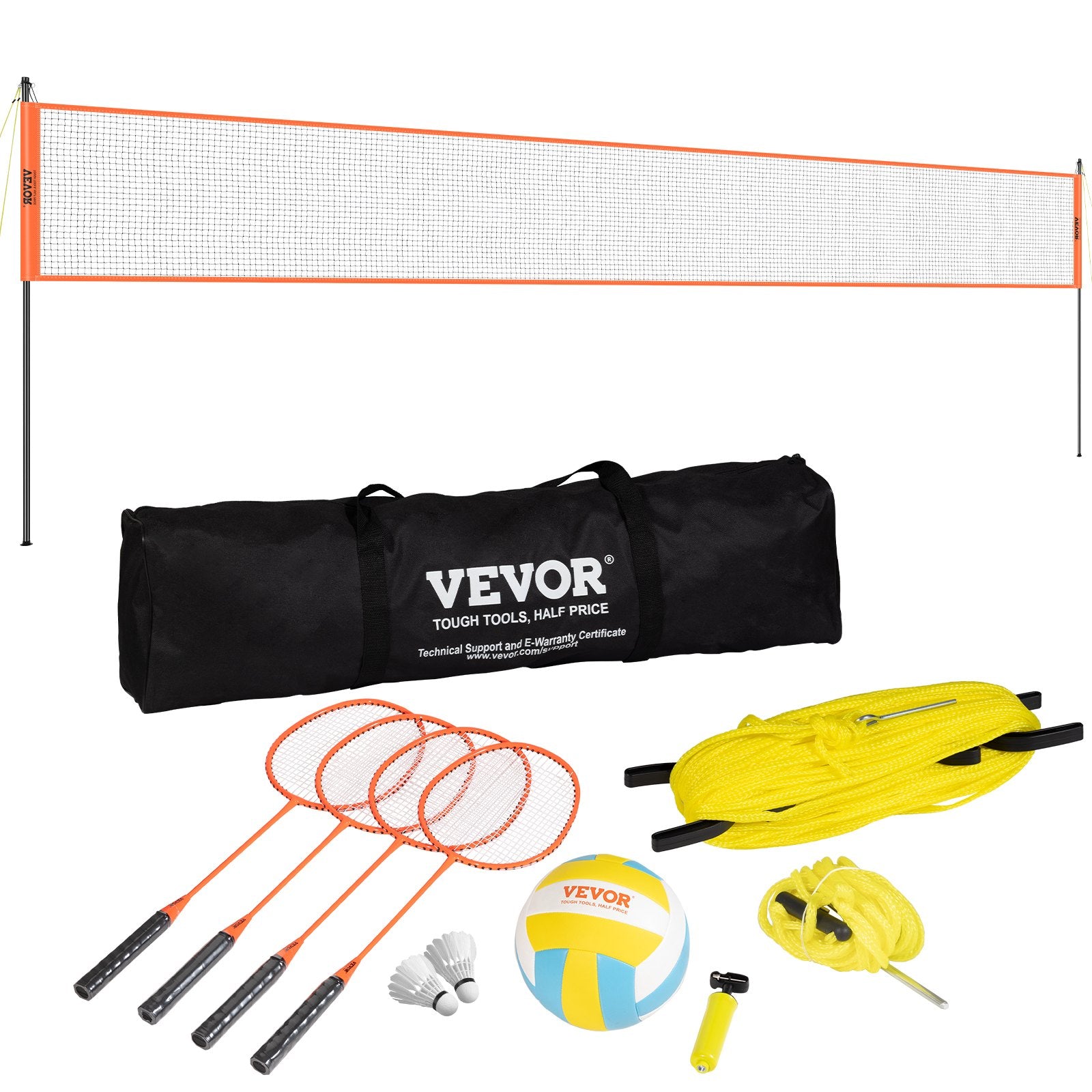 Tinklinio ir badmintono rinkinys VEVOR JH-301, reguliuojamas aukštis