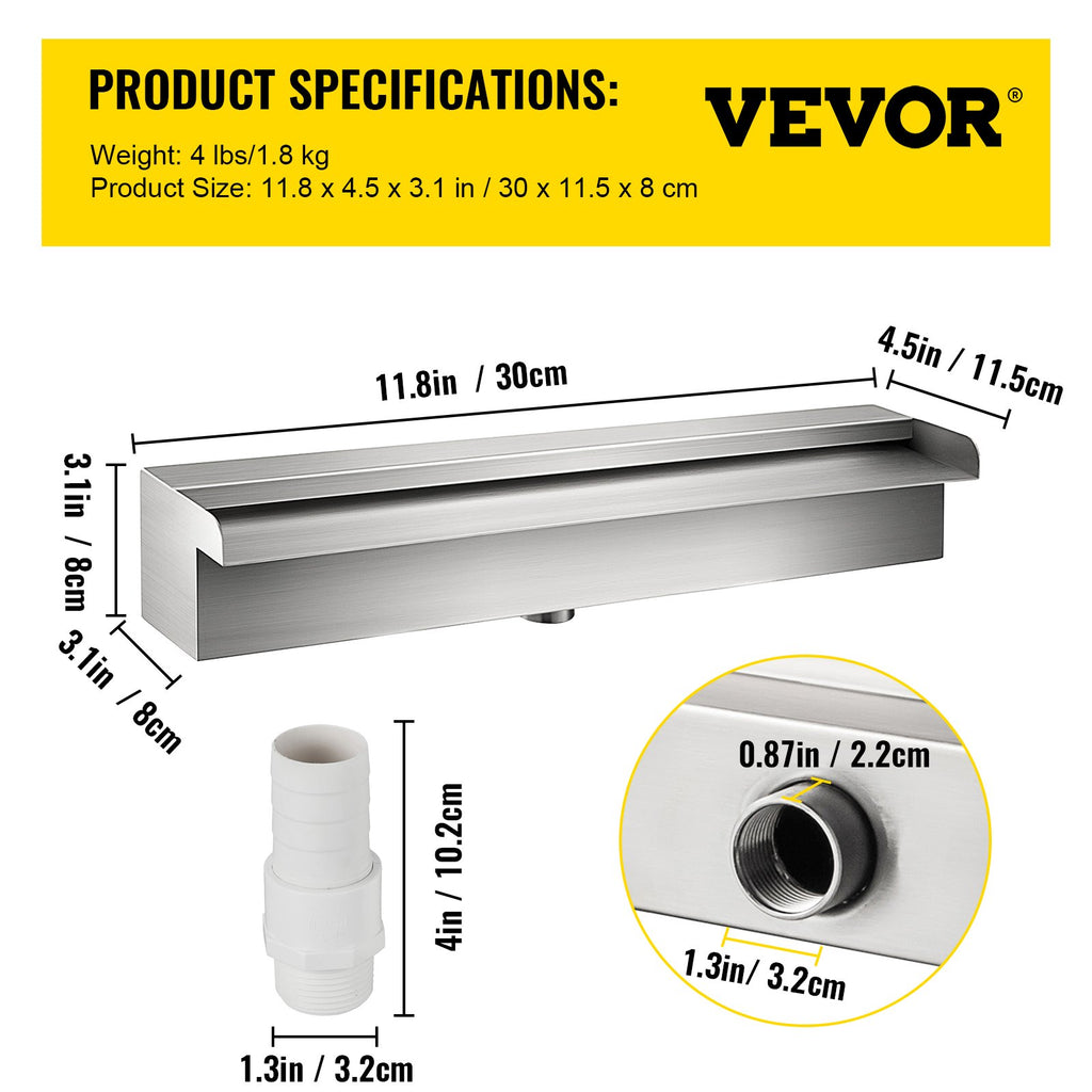 Dekoratyvinis krioklys baseinui VEVOR FAGA-6252, 30 cm pločio