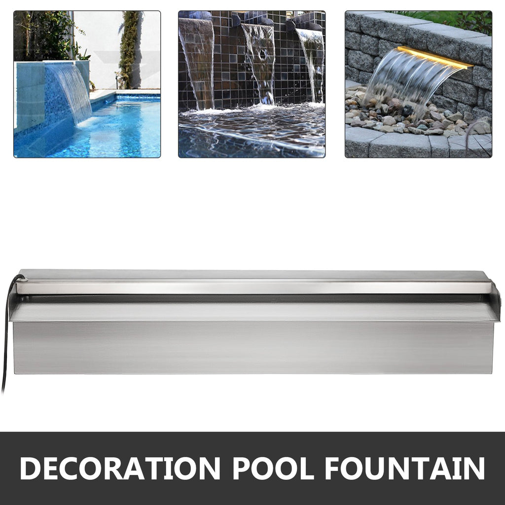 Baseino krioklys VEVOR 45 cm, nerūdijančio plieno su LED apšvietimu