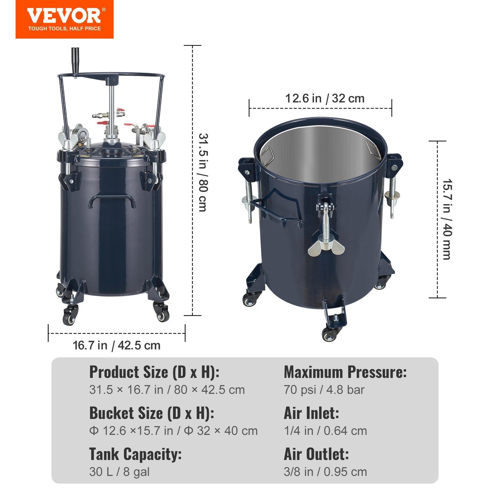 Dažų purškimo bakas VEVOR JY-SD30L, 30 l