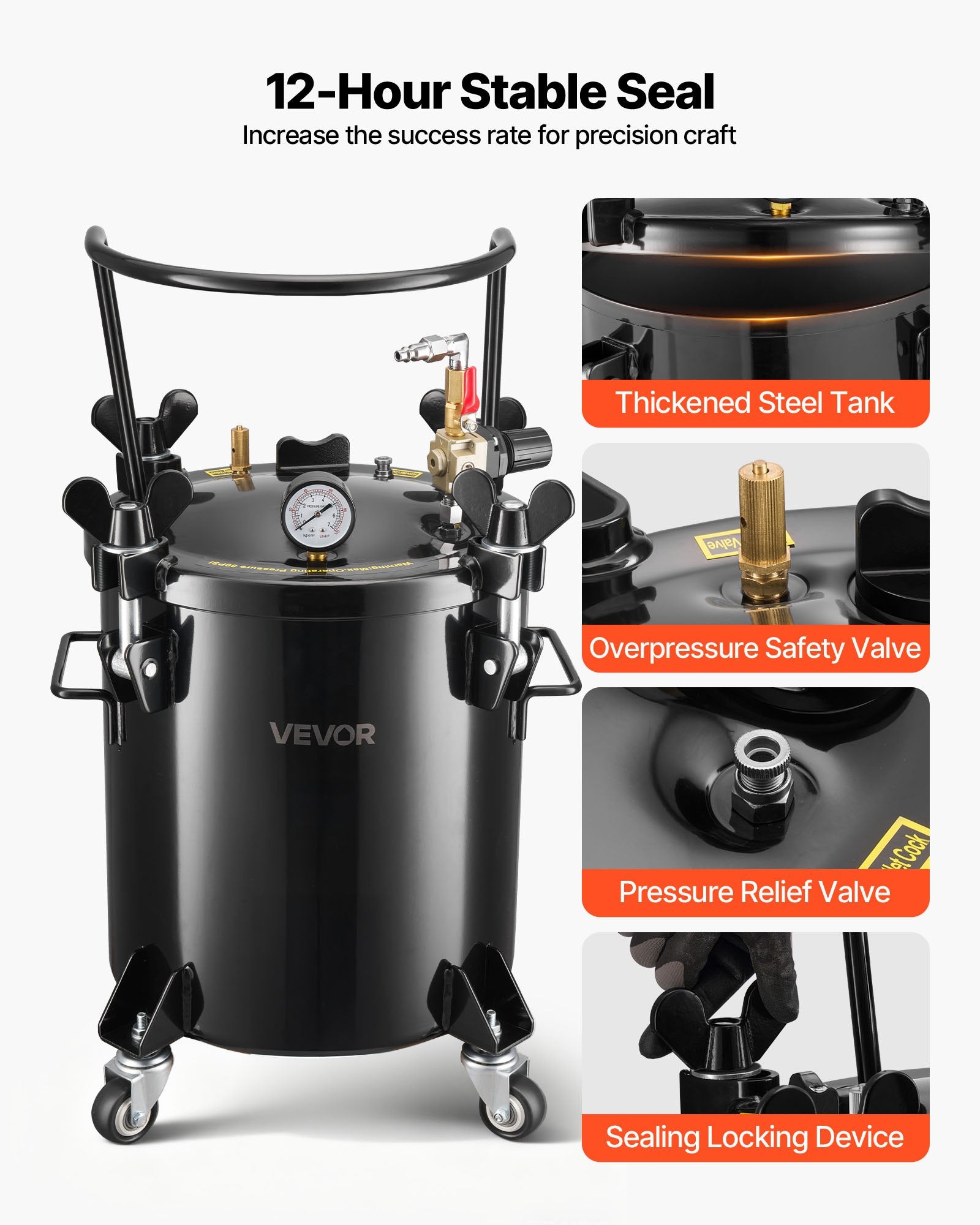 Slėginis indas dervai VEVOR R8363H, 20 L