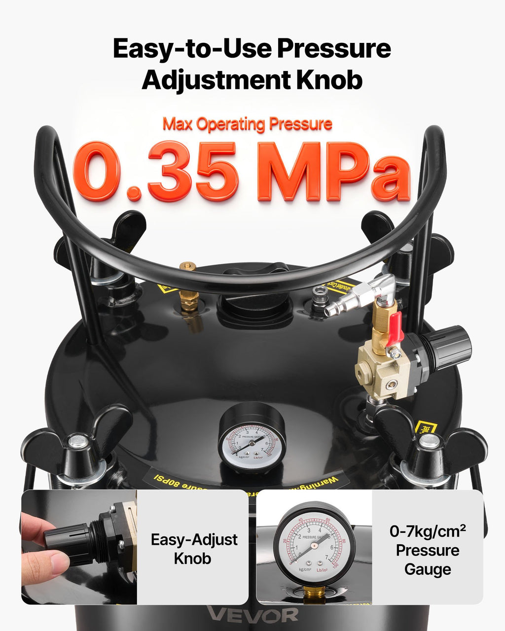 Slėginis indas dervai VEVOR R8363H, 20 L