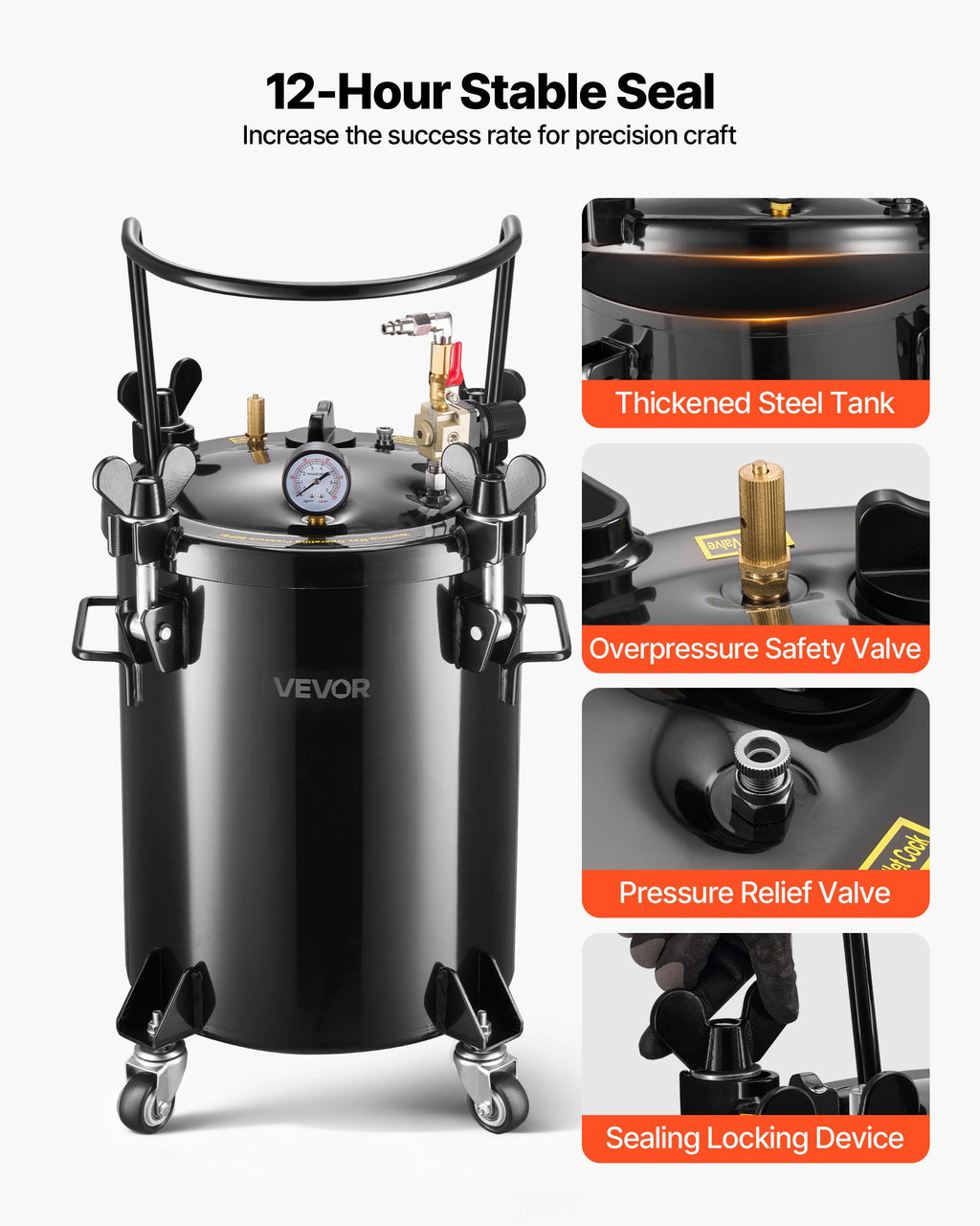 Slėginis indas dervai VEVOR R8311H, 30 L