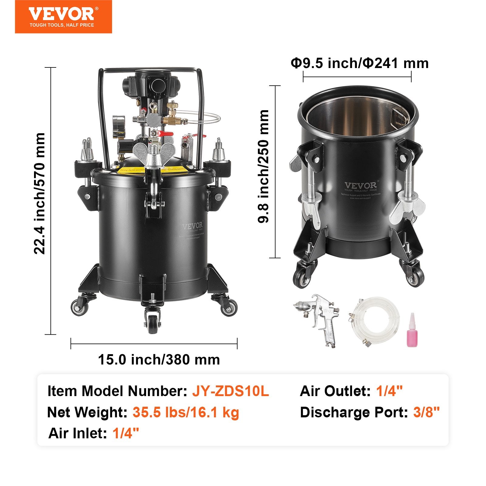 Dažų purškimo bakas VEVOR JY-ZDS10L, 10 l talpa