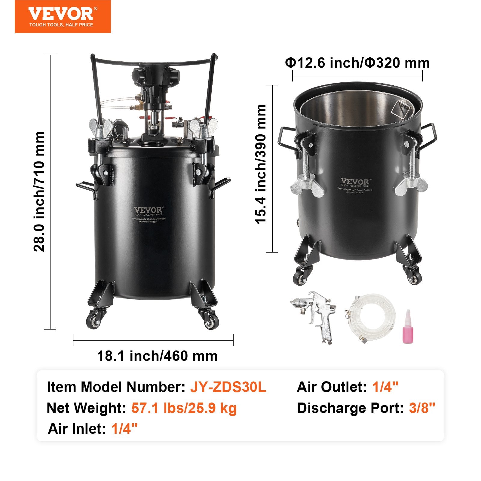 Dažų purškimo bakas VEVOR JY-ZDS30L, 30 l