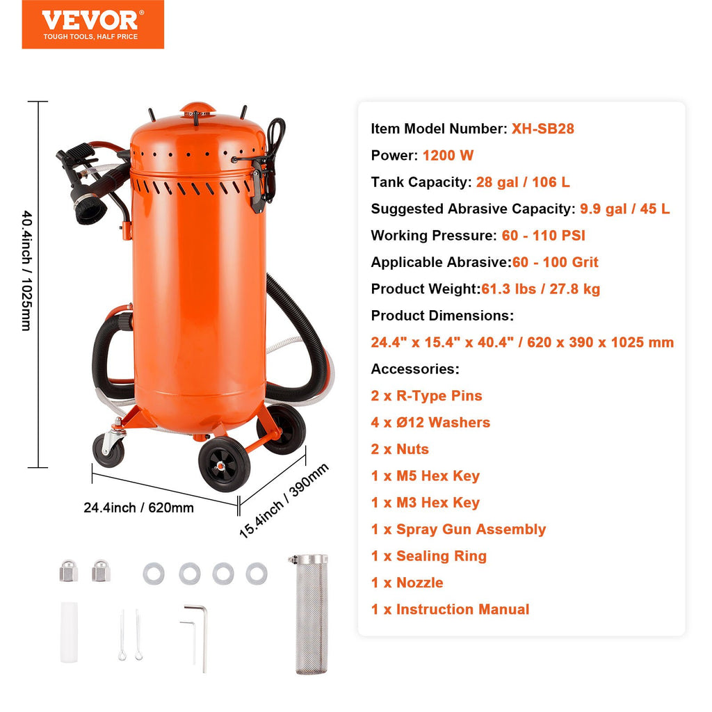 Smėliavimo aparatas su siurbimo sistema VEVOR XH-SB28, 1200 W