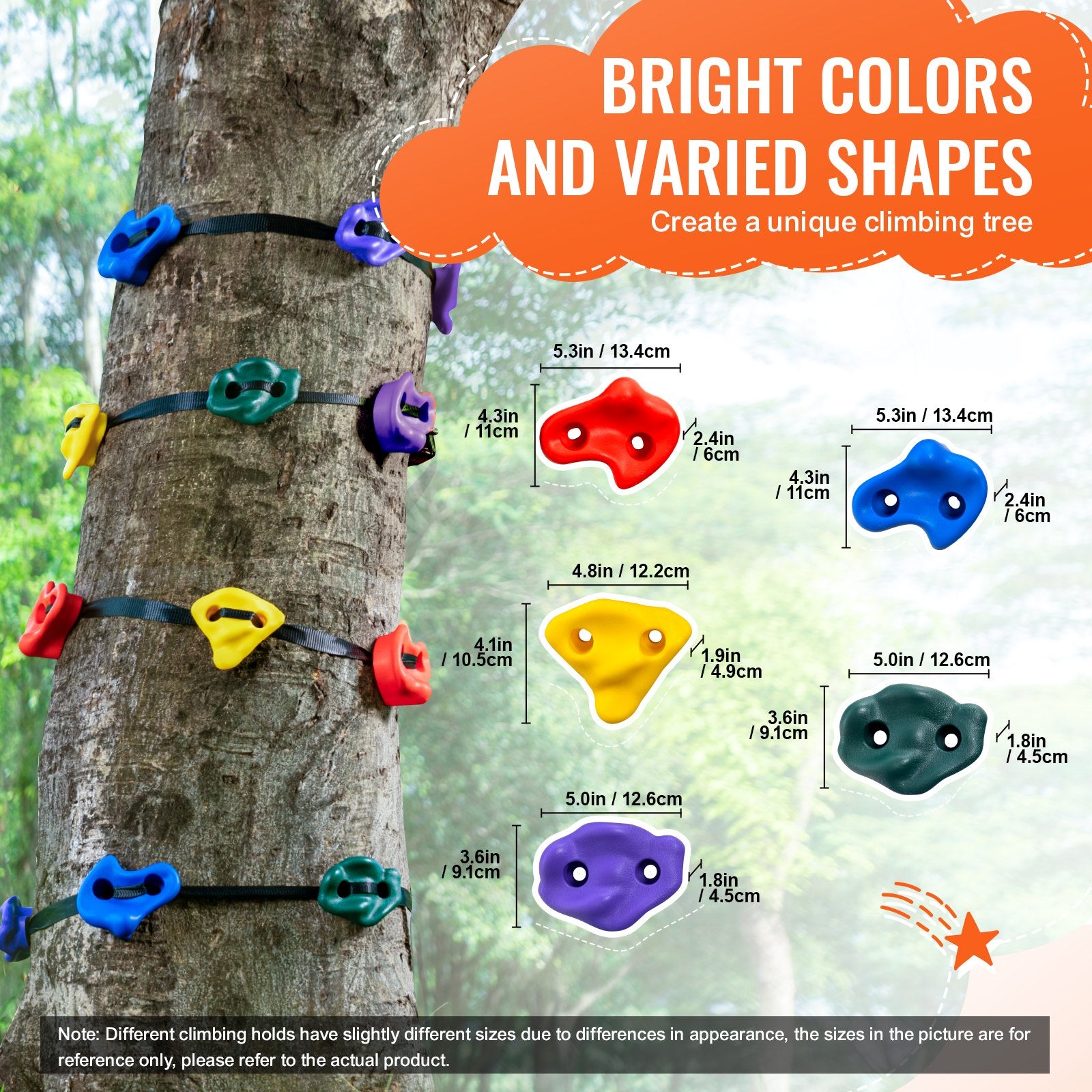 Laipiojimo į medžius rinkinys VEVOR Ninja Tree Climbing Kit, 12 laikiklių