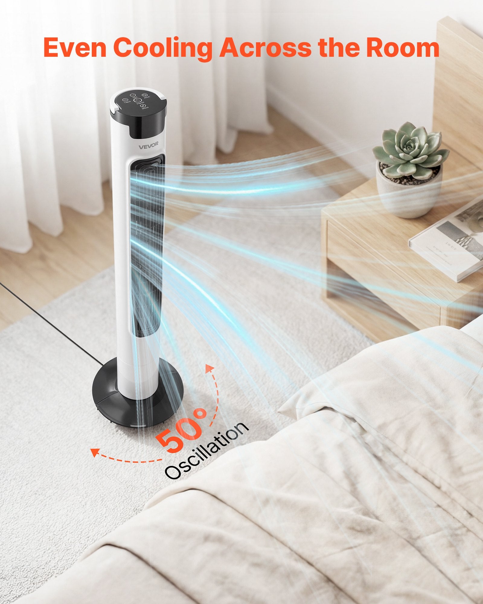 Bokštinis ventiliatorius VEVOR LG38-01R, 50 W