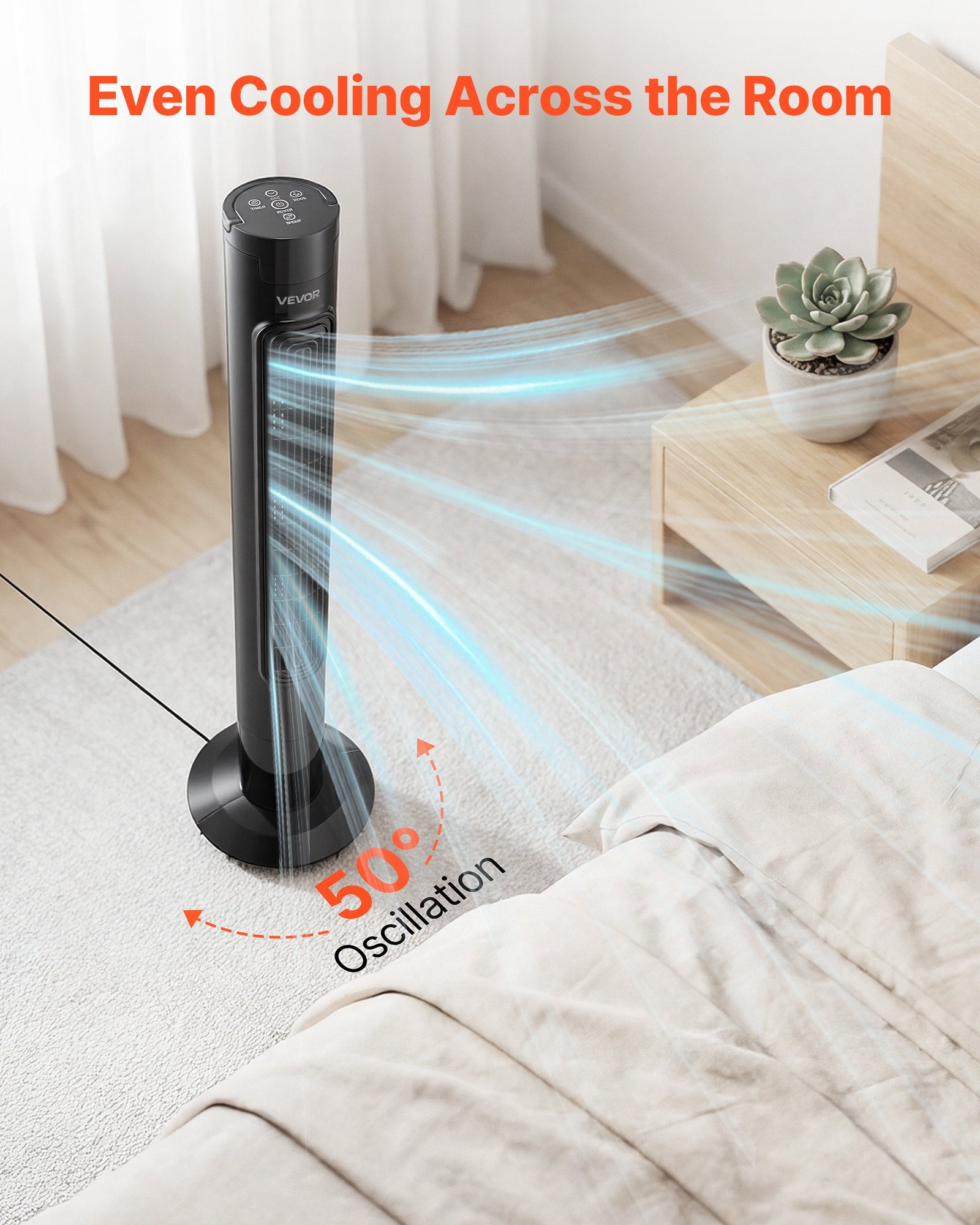 Bokštinis ventiliatorius VEVOR LG38-01R, 50 W