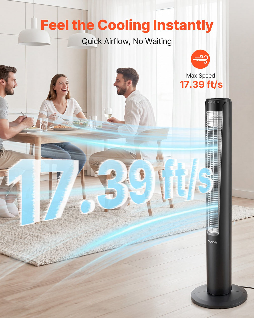 Bokštinis ventiliatorius VEVOR FTS001R, 60 W
