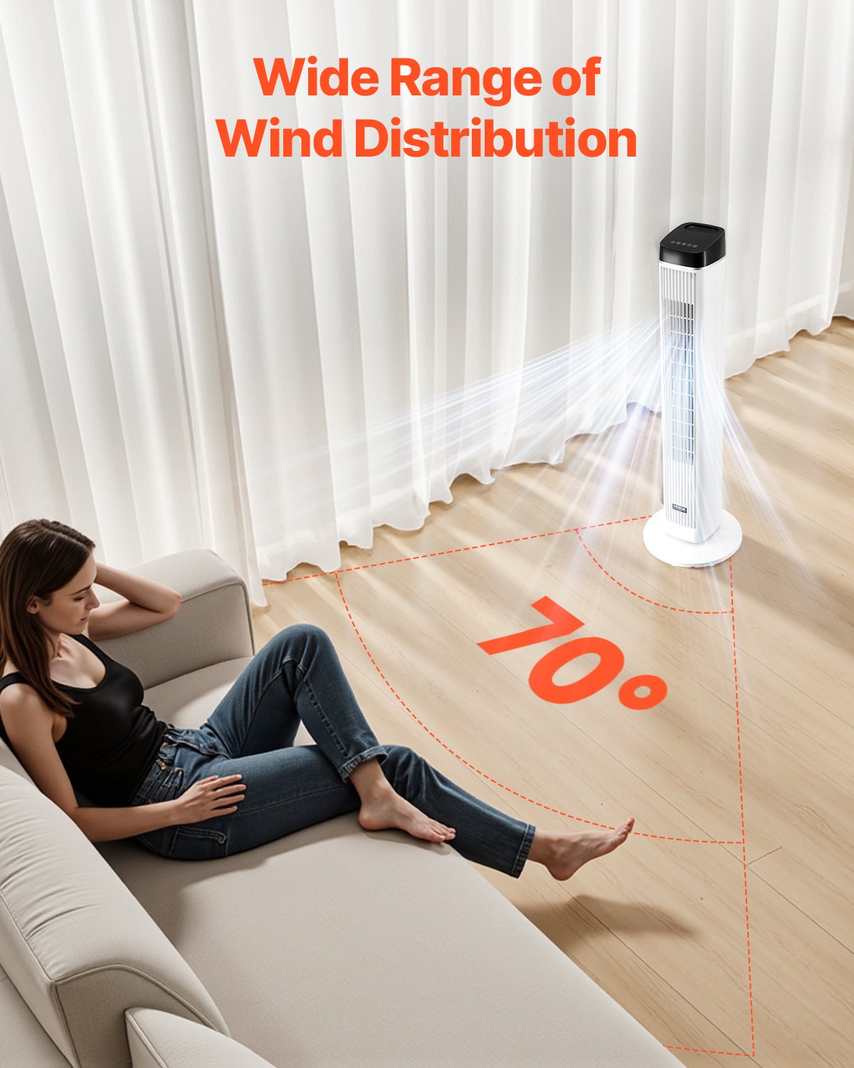 Bokštinis ventiliatorius VEVOR FTS008R, 60 W