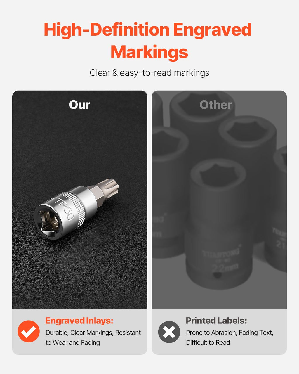 Torx galvučių ir antgalių rinkinys VEVOR 13PCS 13T, 13 dalių (T8–T60)