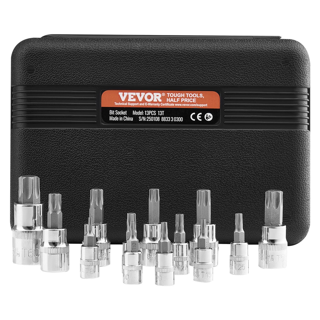 Torx galvučių ir antgalių rinkinys VEVOR 13PCS 13T, 13 dalių (T8–T60)