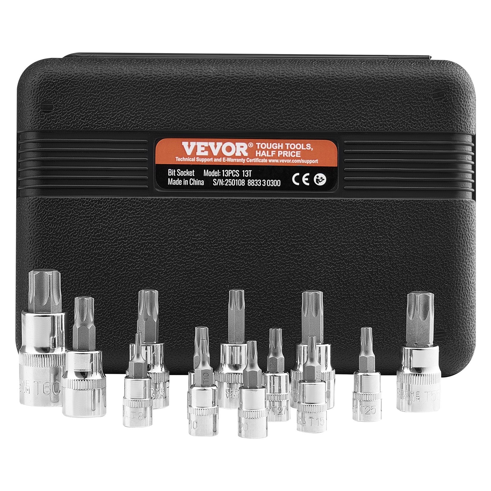 Torx galvučių ir antgalių rinkinys VEVOR 13PCS 13T, 13 dalių (T8–T60)