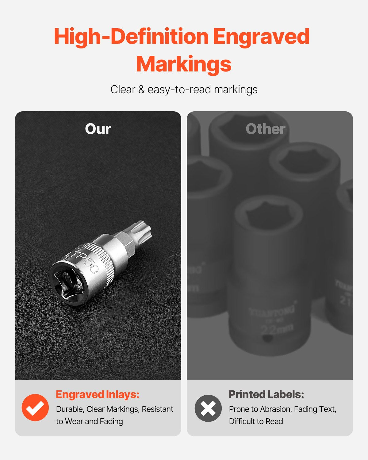 Torx galvučių ir antgalių rinkinys VEVOR 60TE, 60 dalių