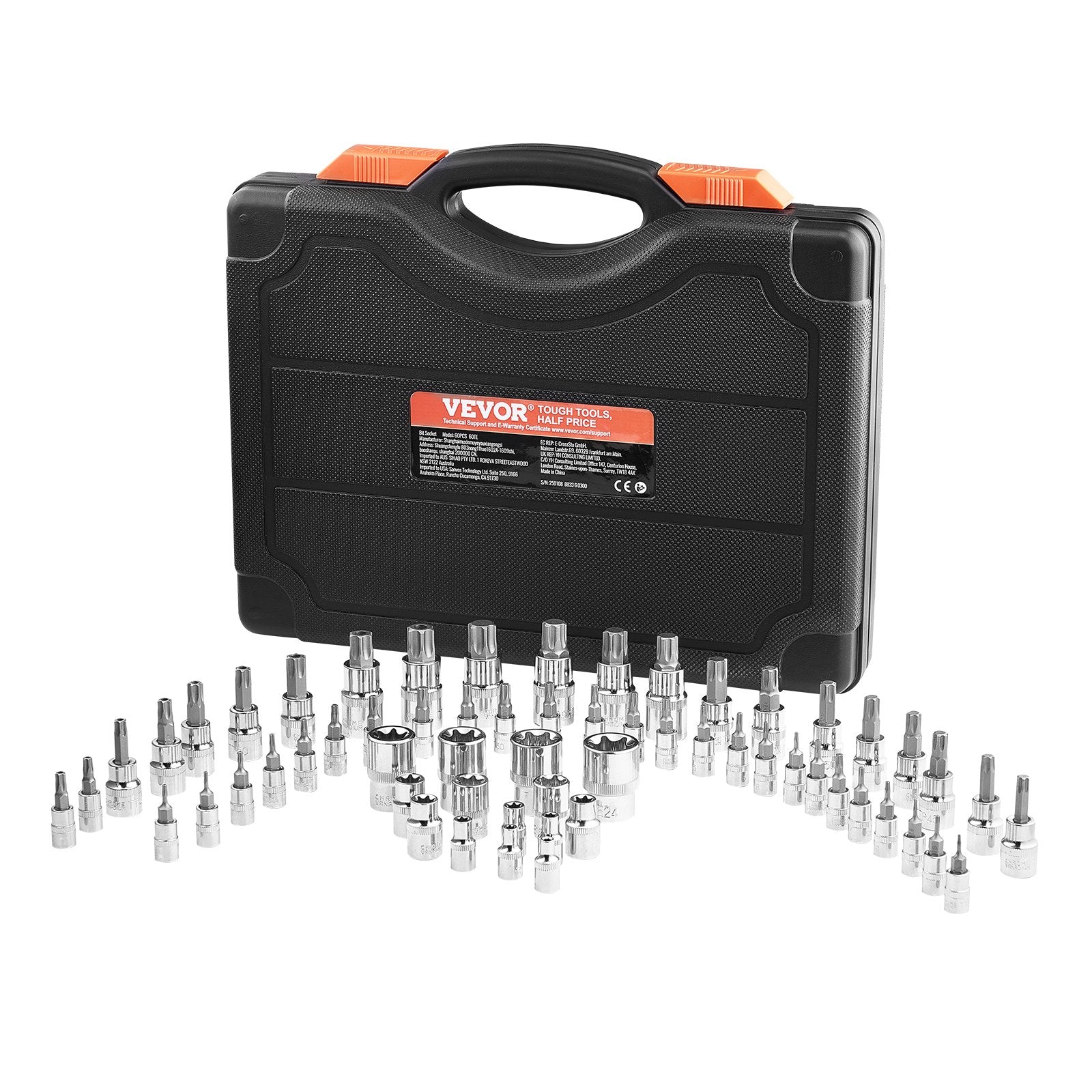 Torx galvučių ir antgalių rinkinys VEVOR 60TE, 60 dalių
