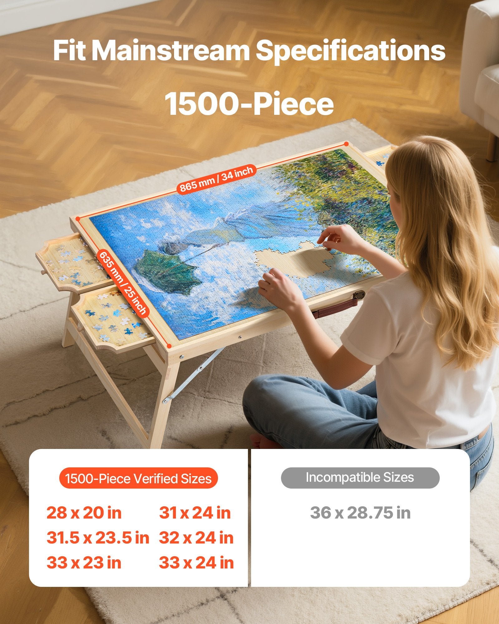 Dėlionių stalas VEVOR SJ-06, 1500 detalių