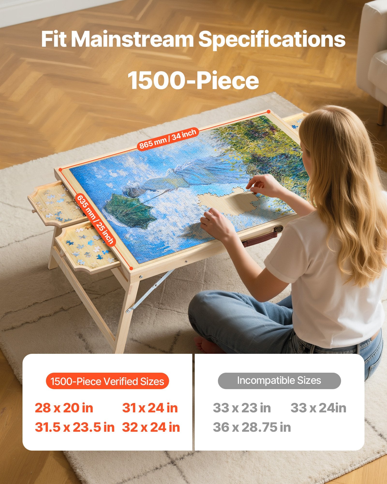 Dėlionių stalas VEVOR SJ-07, 1500 detalių