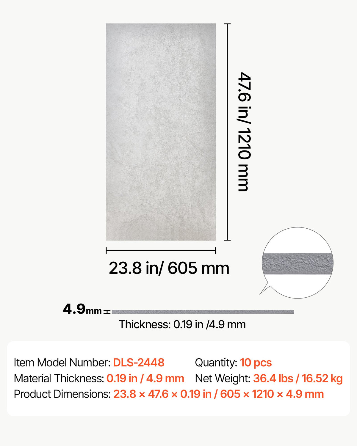 Pakabinamos lubų plytelės VEVOR DLS-2448, 605x1210 mm, 10 vnt.