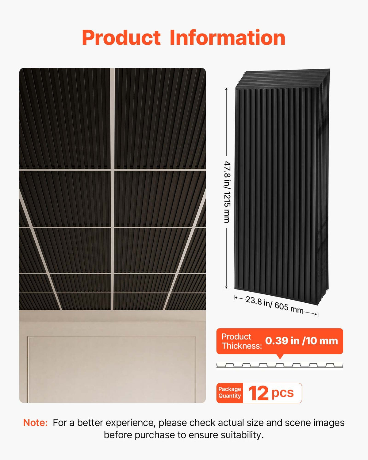 Lubų plytelės VEVOR HA-001, 605x1215 mm, 12 vnt.
