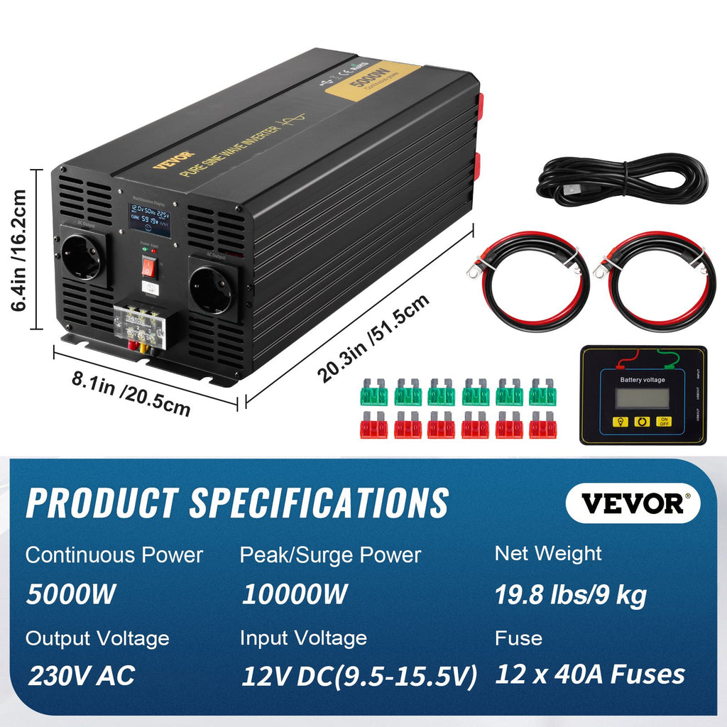 Įtampos keitiklis VEVOR TP-5000W, 5000W