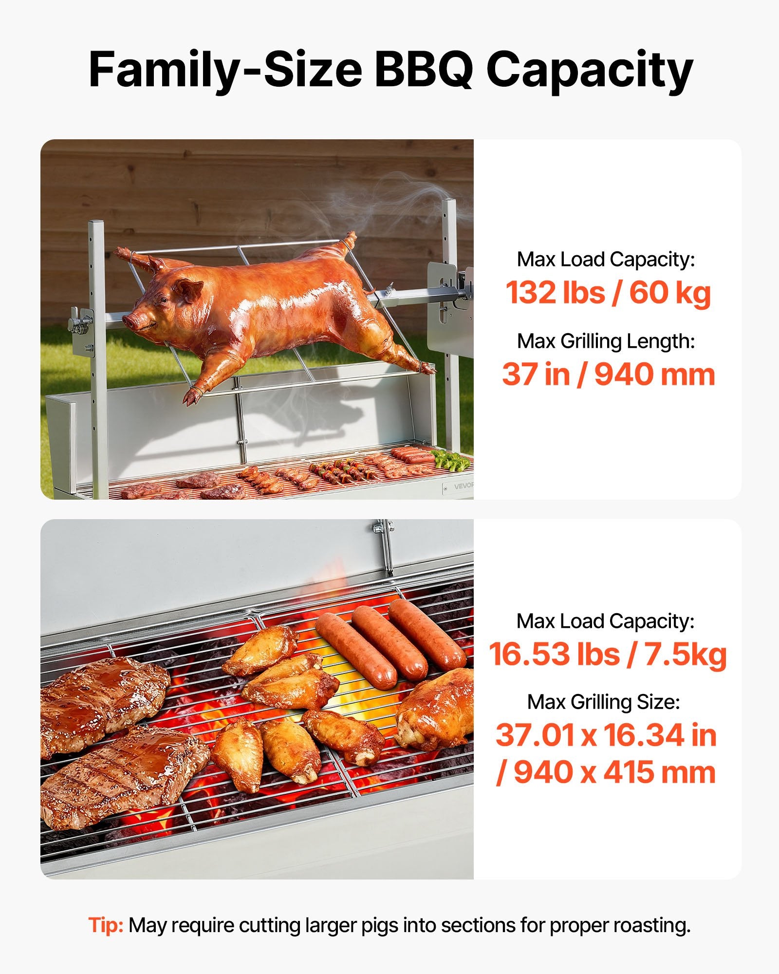 Elektrinis iešmas-kepsninė VEVOR TB-37L1, 60 kg apkrova