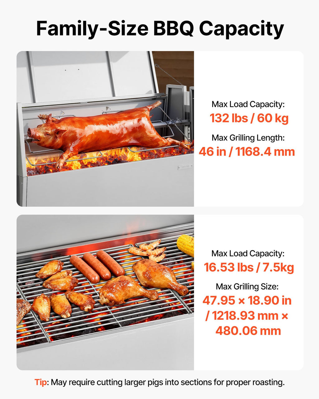 Elektrinis iešmas-kepsninė VEVOR TB-46Z, 60 kg keliamoji galia