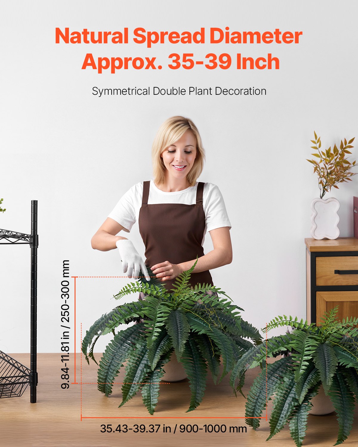 Dirbtiniai paparčiai VEVOR XH-G01, skersmuo 90–100 cm