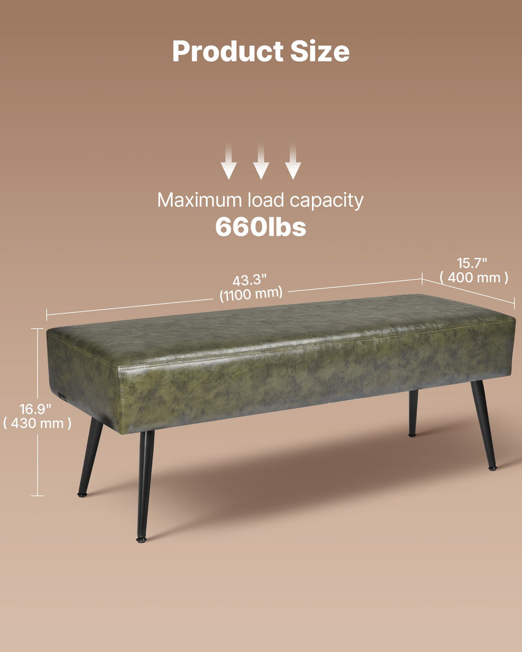 Miegamojo suoliukas VEVOR CWD0016CA-KD-GREEN, 110 cm ilgio