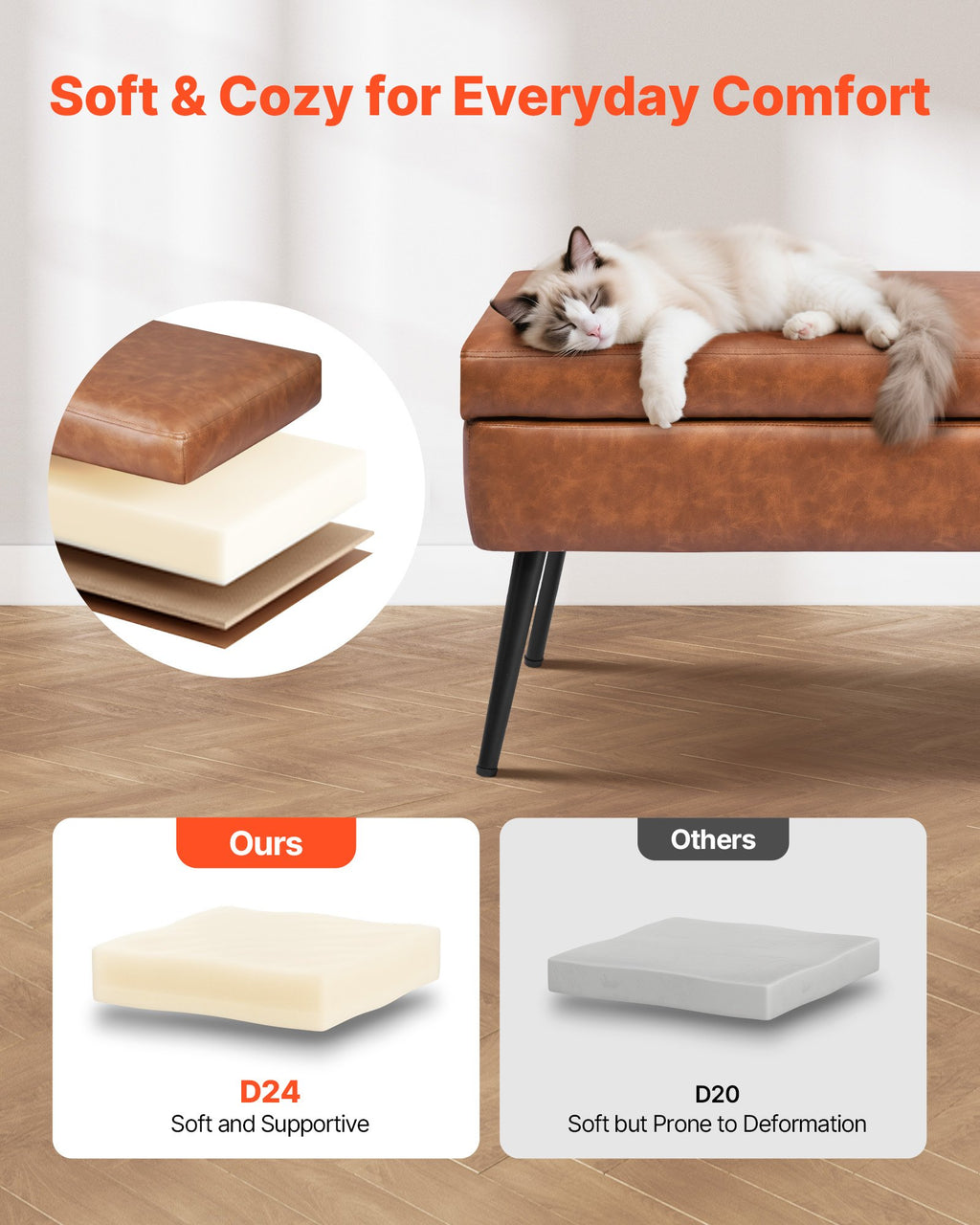 Suoliukas su daiktadėže VEVOR CWD0115CA-KD-BROWN, 120 cm ilgio