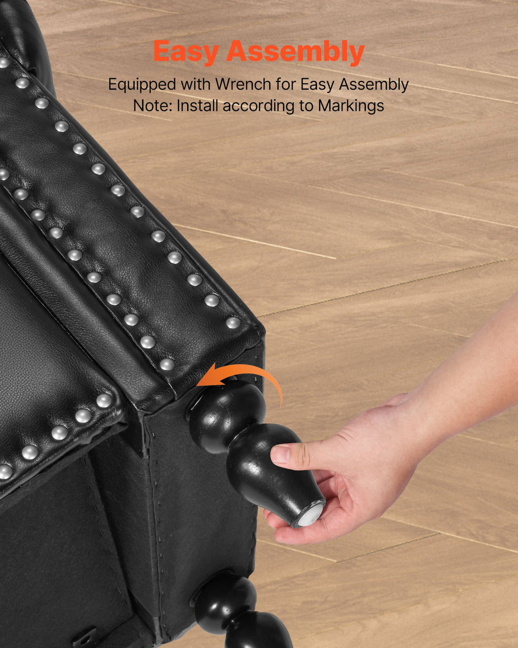 Minkštasuolis su daiktadėže VEVOR CWD0112CA-KD-BLACK, 166 cm ilgio
