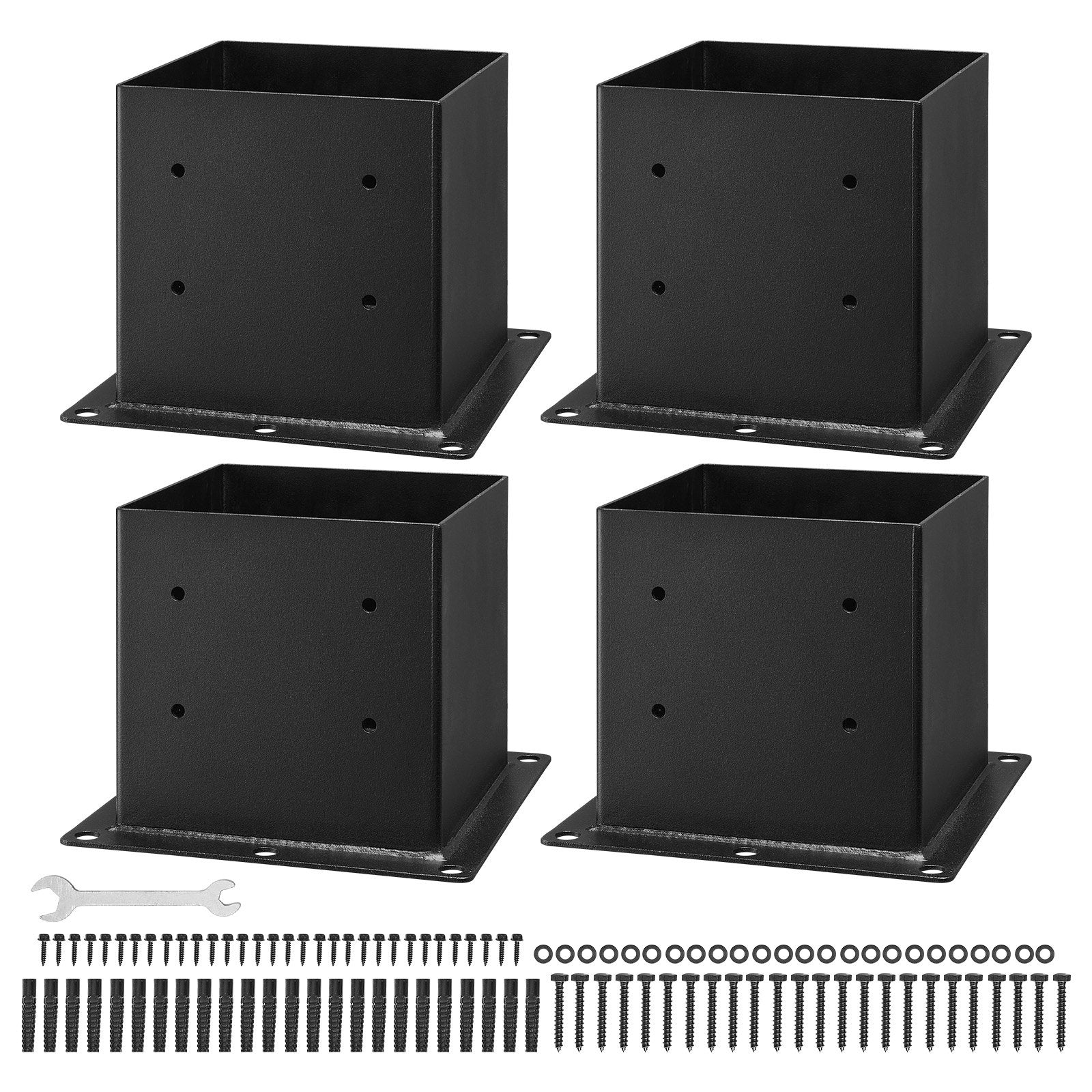 Tvoros stulpo pagrindas VEVOR QB-4in-4, 92x92 mm, 4 vnt.