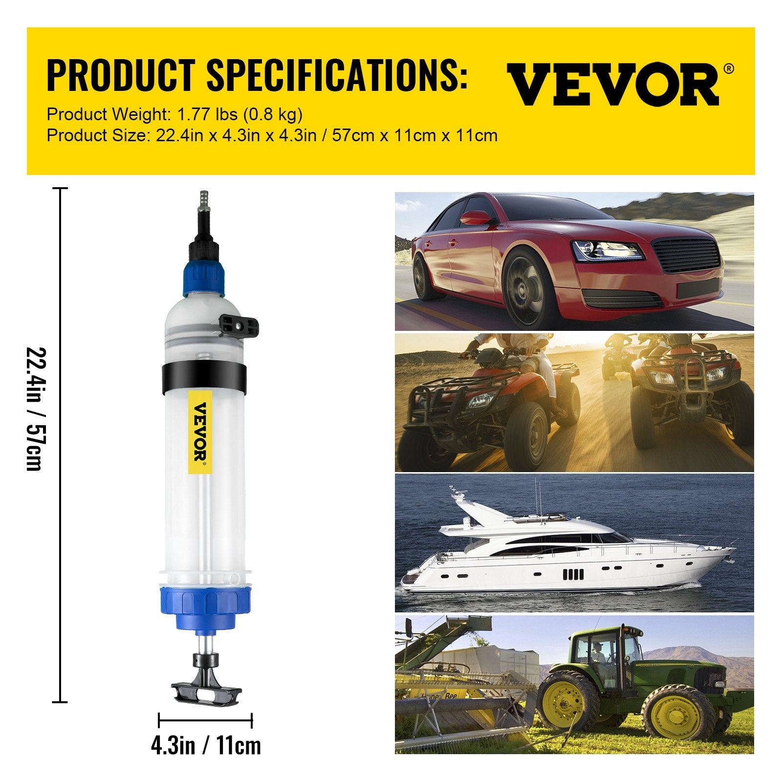 Transmisinės alyvos siurblys VEVOR 1.5L Oil Extractor, 1,5 l talpa