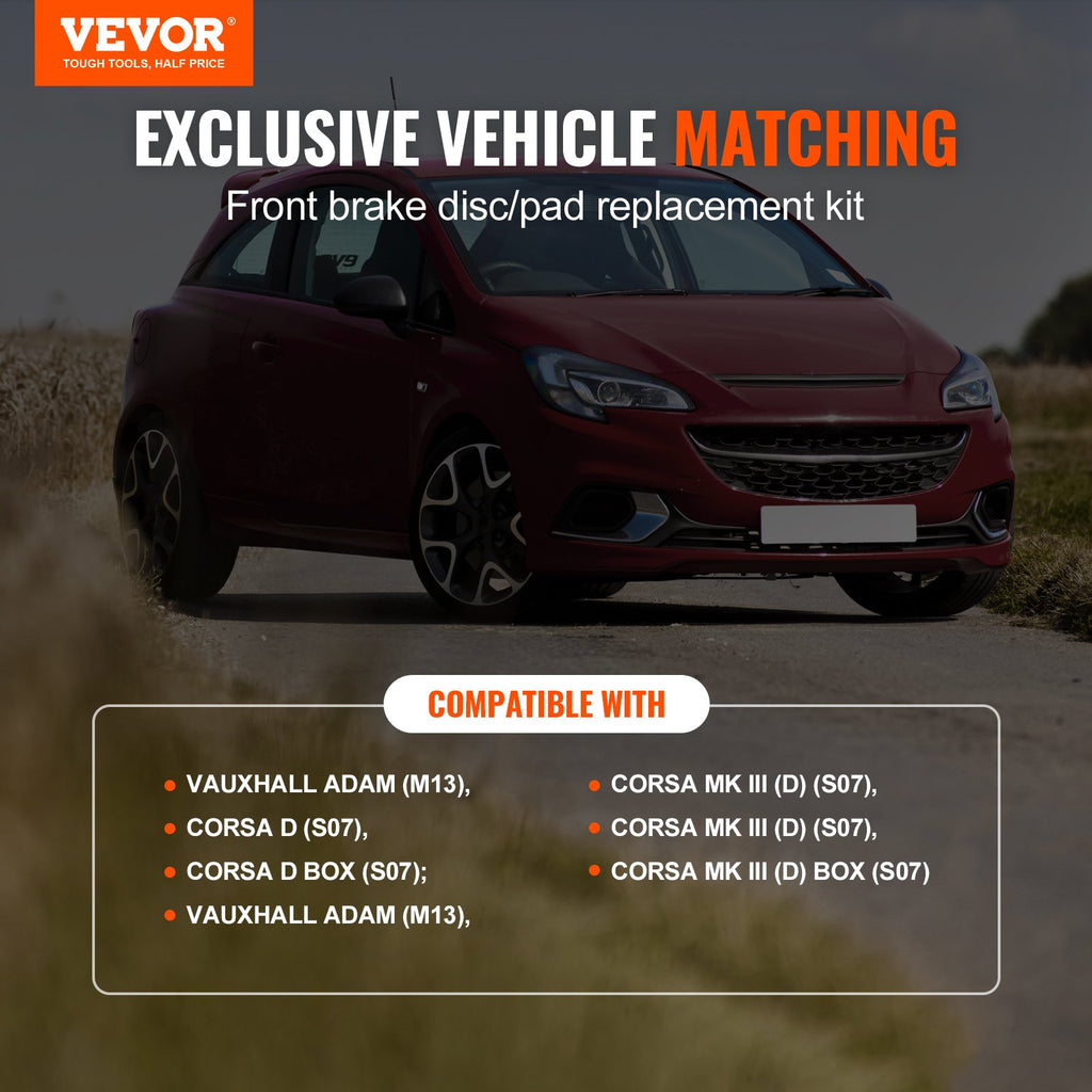 Priekinių stabdžių komplektas VEVOR Vauxhall Adam / Corsa D, 257 mm