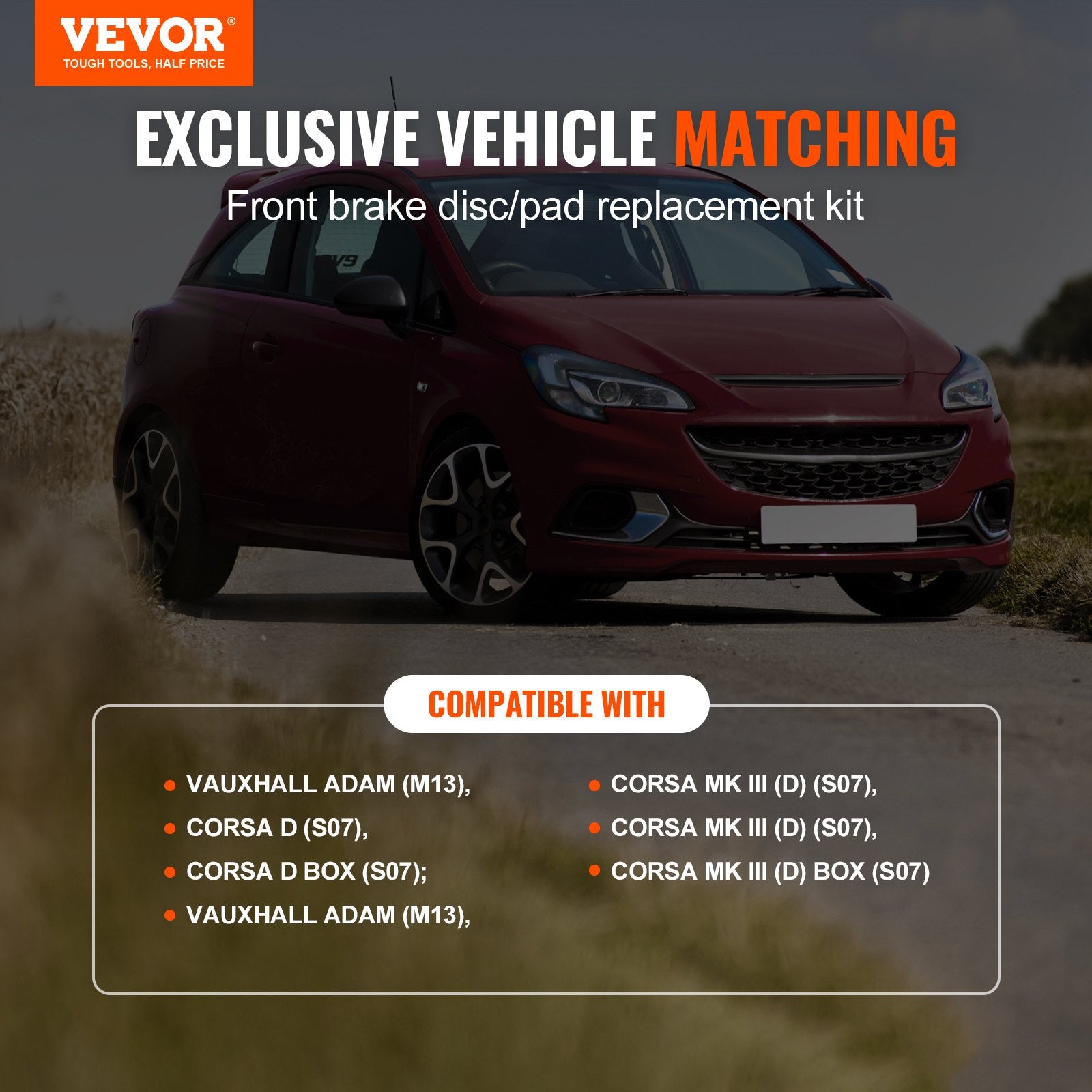 Priekinių stabdžių komplektas VEVOR Vauxhall Adam / Corsa D, 257 mm