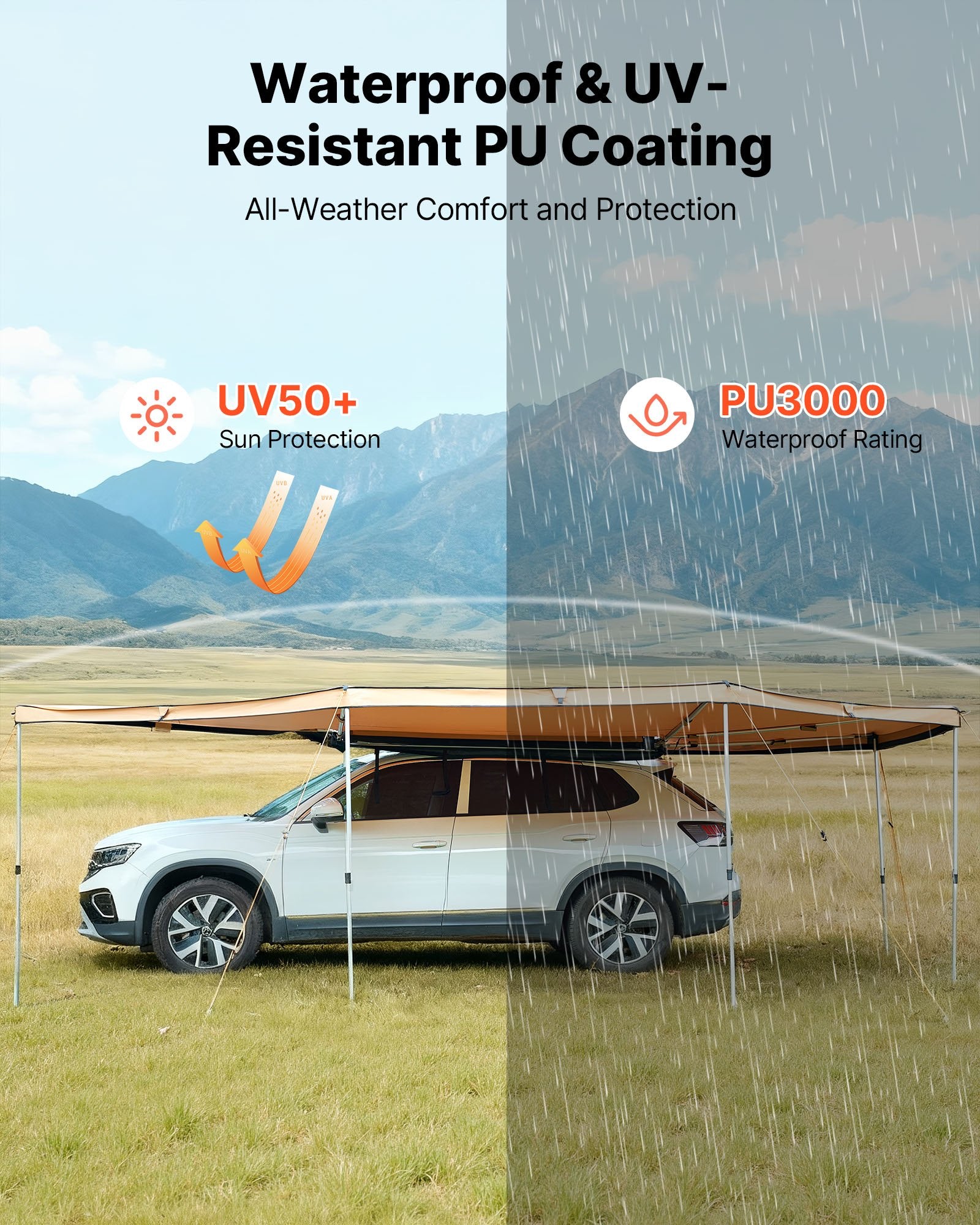 Automobilinė markizė VEVOR ATSA27020PLUS-4LED, 270 laipsnių, 10.9 m²