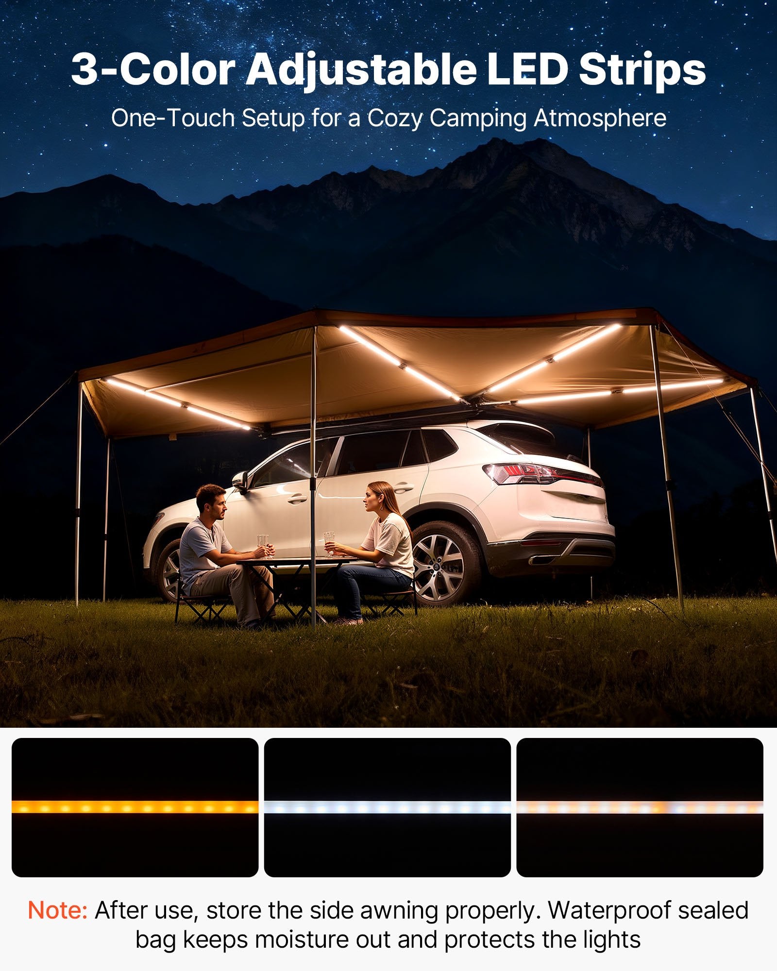Automobilinė pavėsinė VEVOR ATSA27025PLUS-4LED, 12,4 m²