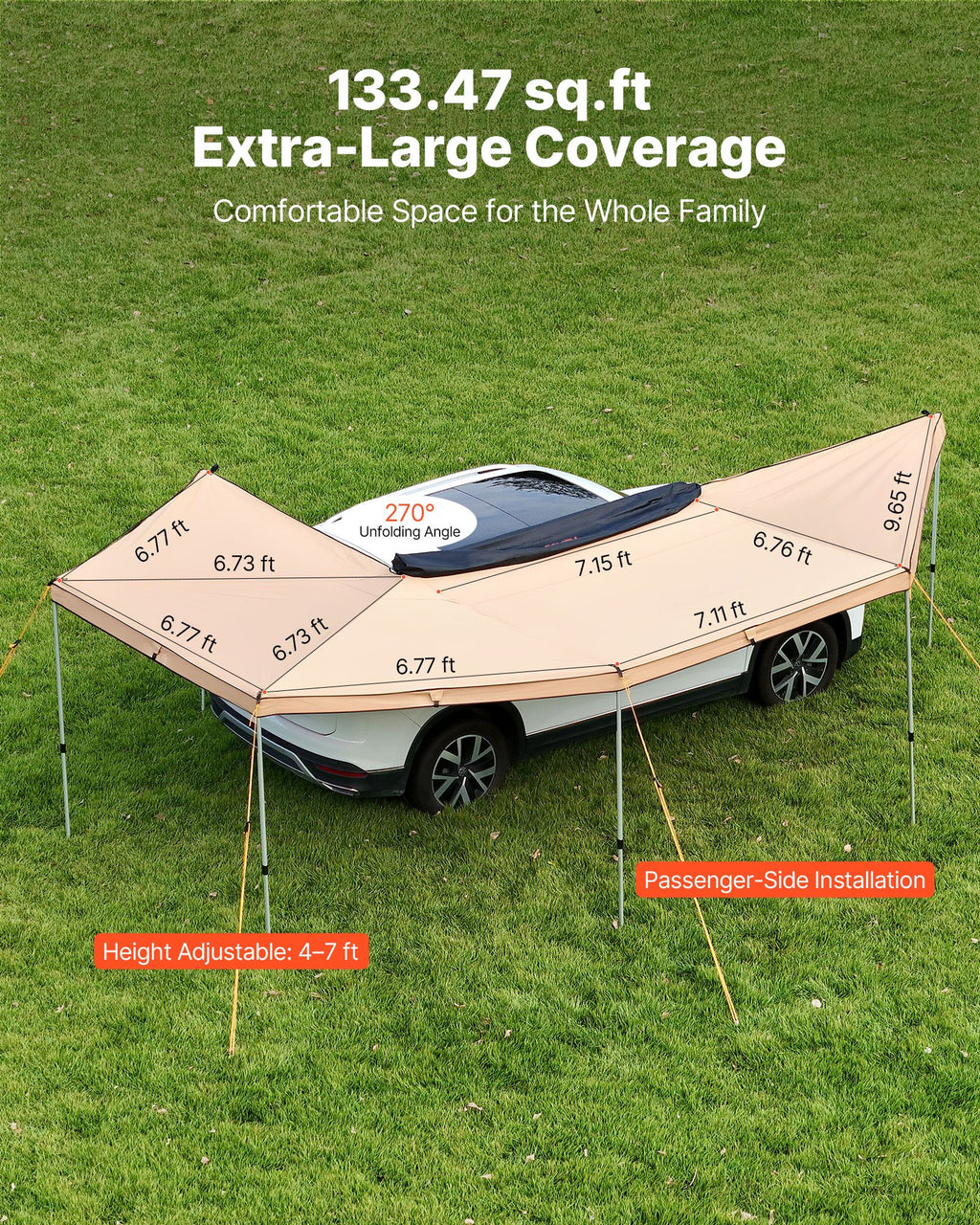Automobilinė markizė VEVOR ATSA27020PLUS, 270 laipsnių, 12.4 m²