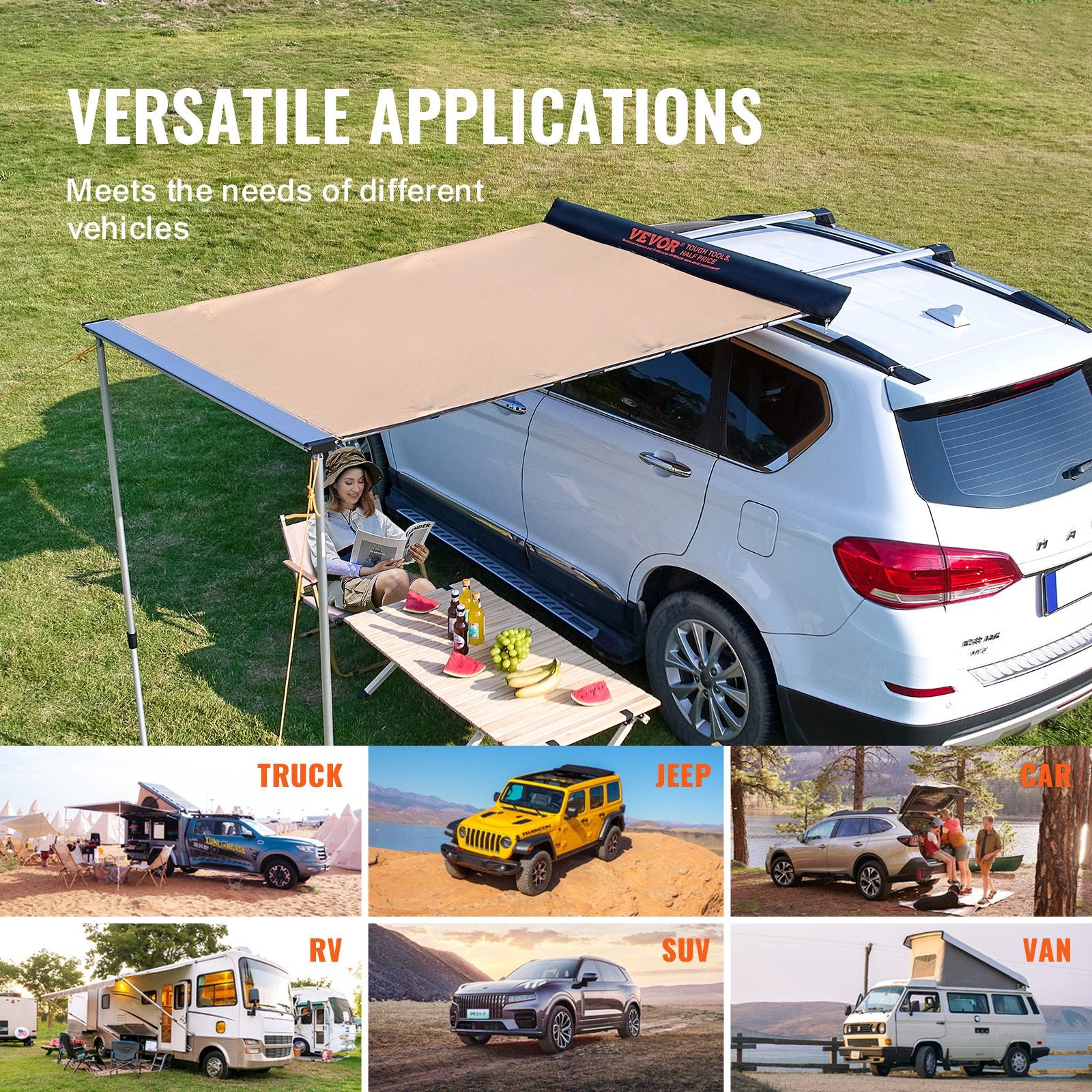 Automobilinė šoninė pavėsinė VEVOR ATSA2025, 2 x 2,5 m.