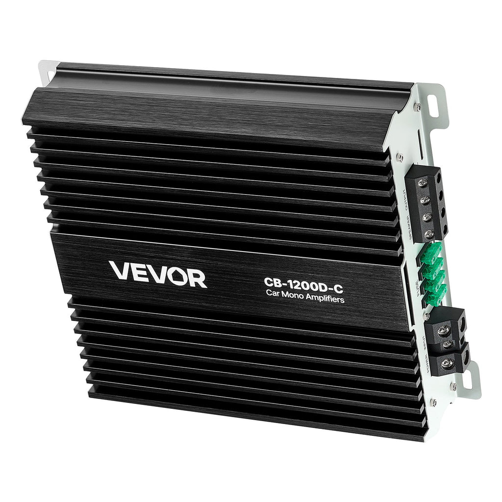 Vienkanalis automobilinis garso stiprintuvas VEVOR CB-1200D-C, 1200W RMS