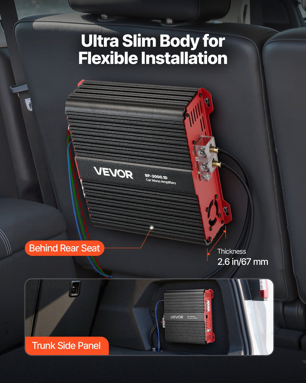 Automobilinis vieno kanalo stiprintuvas VEVOR BP-3000.1D, 3000W RMS